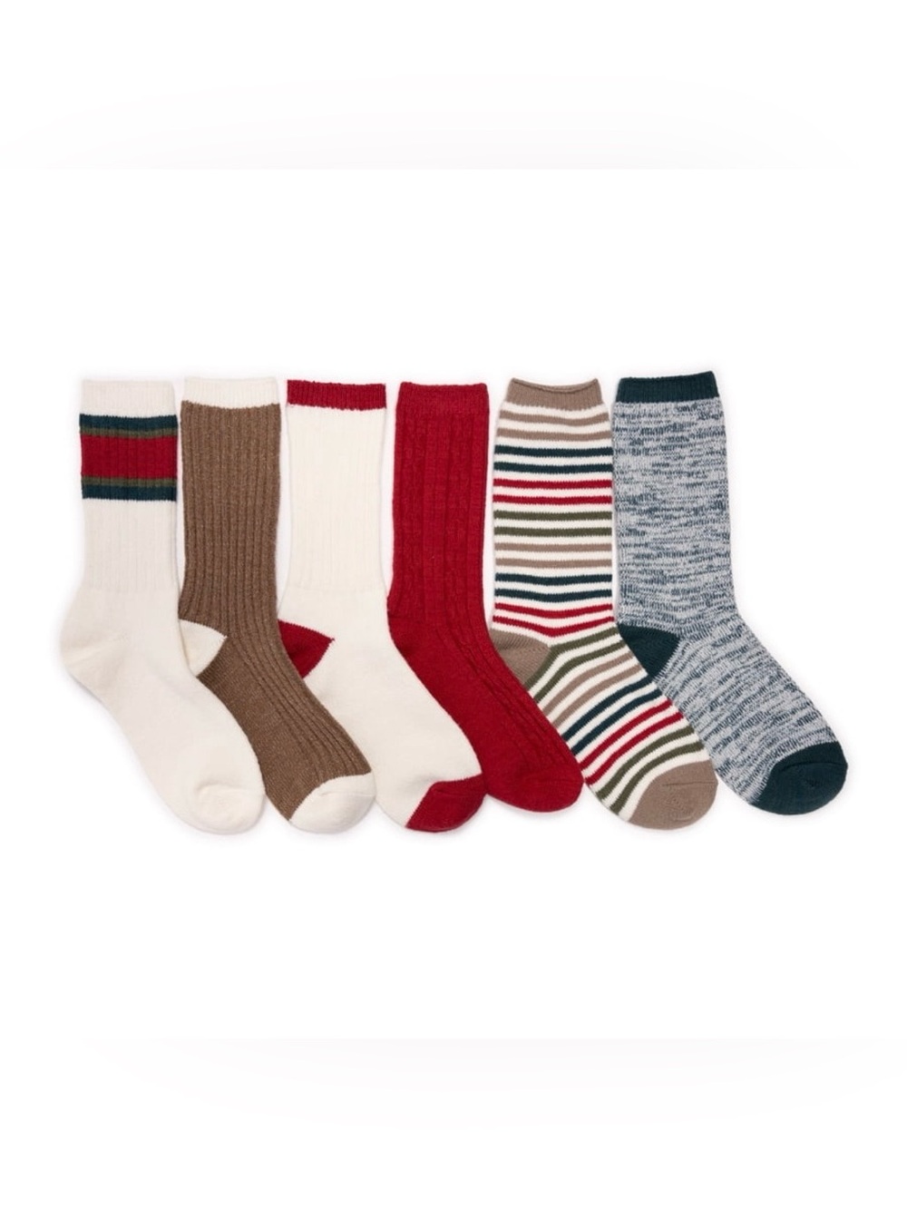 MUK LUKS Women’s Fluffy Dream Crew Boots Socks 6 Pack OSFM